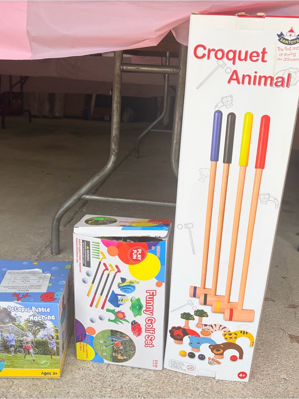 Summer fun set: Croquet Animal Wooden Croquet Set, Funny golf and bubble machine